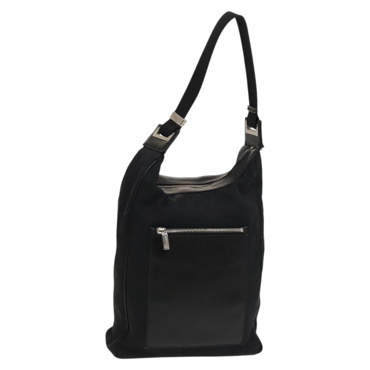 Gucci Gg Canvas Shoulder Bag Black Silver 019 0538 Auth 117433